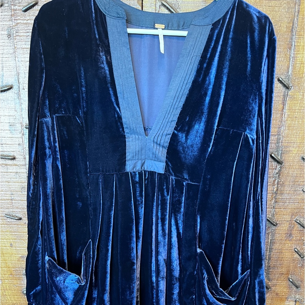Free People Small velvet blue dress